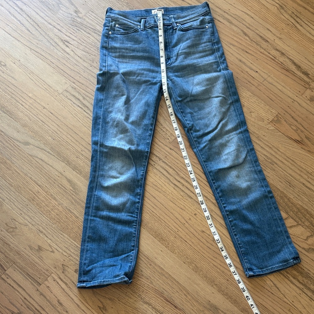 Blue Denim Jeans. Mother high waisted rascal ankle crack the whip size 26.